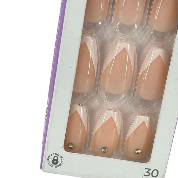 Impress So French Press On Nails No Glue Coffin Medium 30 Count Rhinestone New - Picture 2 of 12